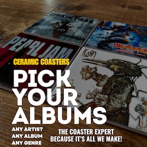 Custom Album Cover Coasters - Personalized Music Gift - Choose ANY Albums - Unique Gift for Music Lovers, Birthdays & Housewarming
