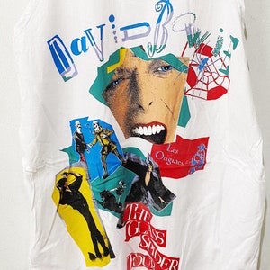 Vintage 1987 David Bowie Shirt Size L 80s Glass Spider Tour Tank