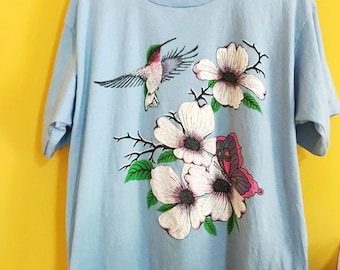 Vintage Hummingbirds Shirt Size L