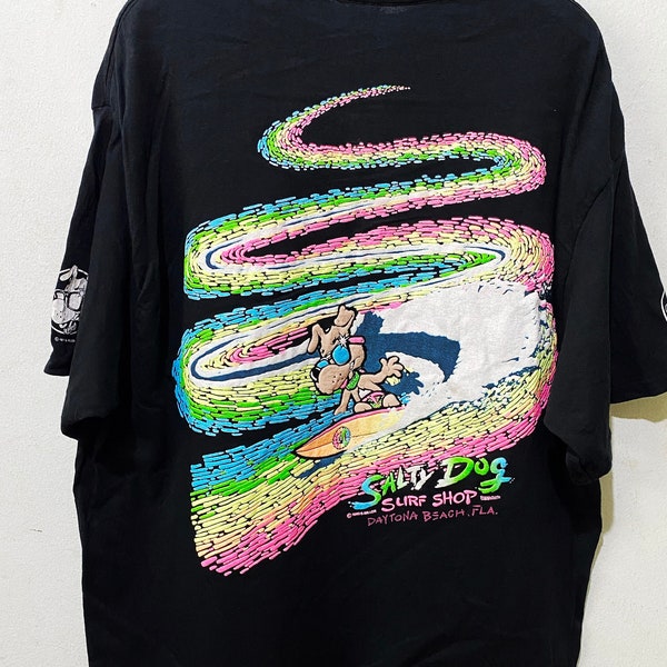 Vintage 80s Salty Dog Surf Shop Shirt Size XL