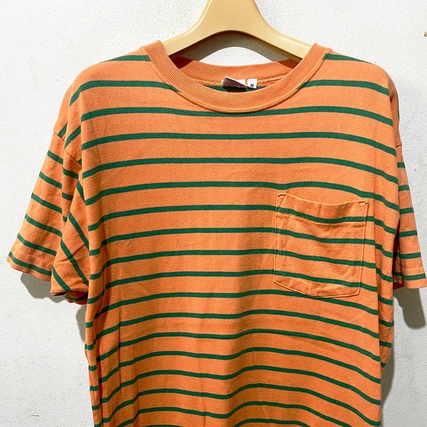 Vintage 90s Striped Pocket Tee Size M-L