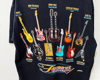 Vintage 90s Famous Guitars Shirt Size L