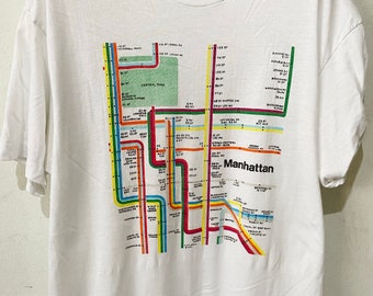 Vintage Manhattan Map Shirt Size L