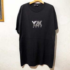 Vintage Y2K Shirt Size L-XL Vintage Embroidery Tee, Vintage Millennium Tee, Vintage Logo Shirt