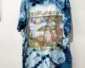 Camiseta vintage de animales de la selva tropical de los años 90, talla XL