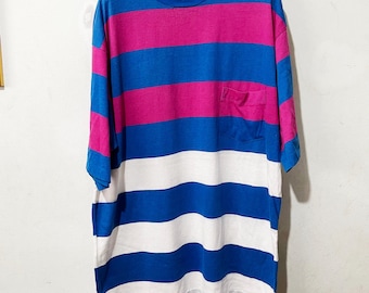 Vintage 90s Striped Pocket T-Shirt Size L-XL