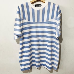 Vintage 90s Striped T-Shirt Classic Retro Stripe Tee Size L