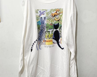 Vintage 90s Cat Shirt Size XL Vintage Cat Art Tee, Funny Cat Tee, Cat Lover Tee, Vintage Kitten Tee, Vintage Nature Tee
