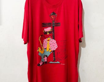 Camiseta vintage de gato de los 90, talla XXL