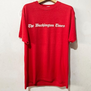 Vintage 80s The Washington Times T-Shirt Old English Logo Newspaper Graphic Tee Size L