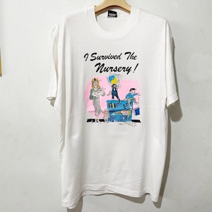 Vintage 90s “I Survived the Nursery” T-Shirt Funny School Graphic Tee Size L