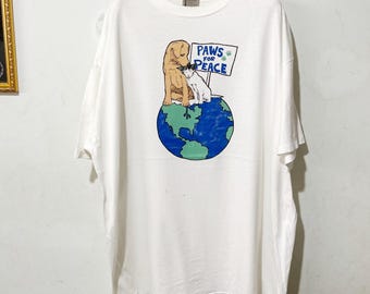Vintage 90s Cat and Dog Graphic T-Shirt Size XXL
