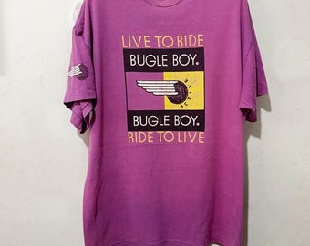 Vintage surf-T-shirt uit de jaren 90 Bugle Boy, maat L–XL