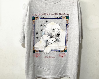 Vintage 90s Polar Bear Wildlife T-Shirt Size L