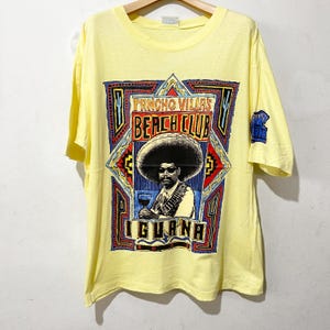 Vintage 90s Pancho Villa Beach T-Shirt Iguana Island Tee Size M-L