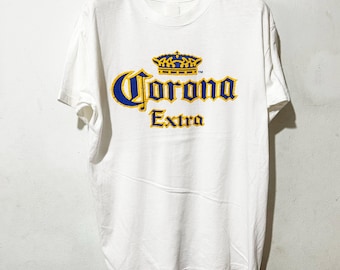 Camiseta vintage Corona Extra Beach Club de los años 90 con gráfico de Beer Beaches, talla M-L