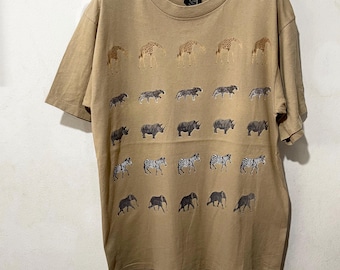 Camiseta vintage de animales salvajes de los años 90, talla L