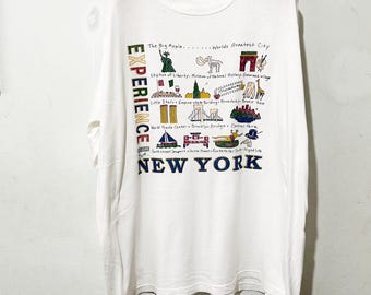 90s NEW YORK 地図柄　Tシャツ Vintage 90s New York T-shirt Size XL - Etsy