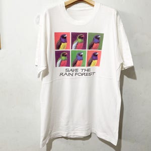 Vintage 90s Bird Shirt Size L Vintage &quot; Save the Rainforest&quot; Tee, Vintage Animal Tee, Vintage Nature Tee
