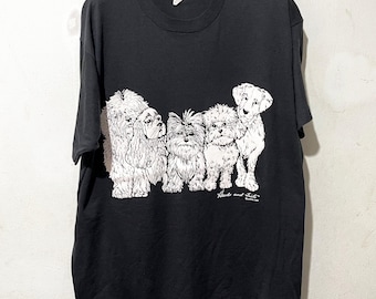Maglietta vintage anni '80 con cane, taglia XL