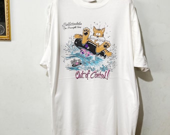Vintage 1989 Out of Control Cat T-Shirt Size XL