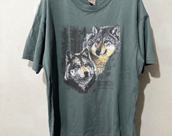 Vintage 90s Yellowstone Wolf T-Shirt Size XL