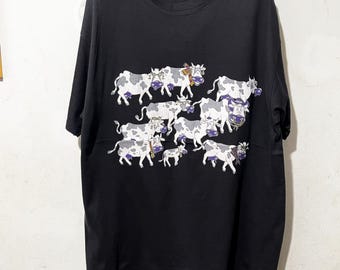 Vintage 90s Animal Blue Jeans State Fair Cow T-shirt Size XL - Etsy