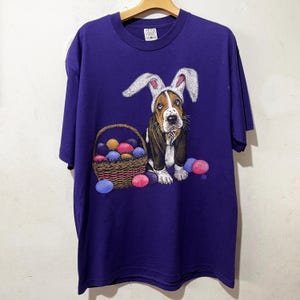 Camiseta vintage de cachorro dos anos 90 tamanho G, camiseta vintage de basset hound, camiseta vintage de arte, camiseta vintage de animal, camiseta de arte de cachorro