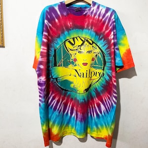 ヴィンテージ90年代ネイルシャツ サイズXL ヴィンテージタイダイTシャツ、ヴィンテージレディースファッションTシャツ、ヴィンテージアートTシャツ