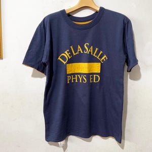 Vintage 80s De La Salle Shirt Size M-L Vintage Reversible Double Sided Tee, Vintage University Tee