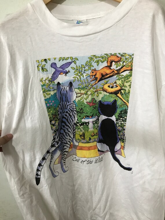 Vintage 90s Cat T-shirt Size XL - Etsy