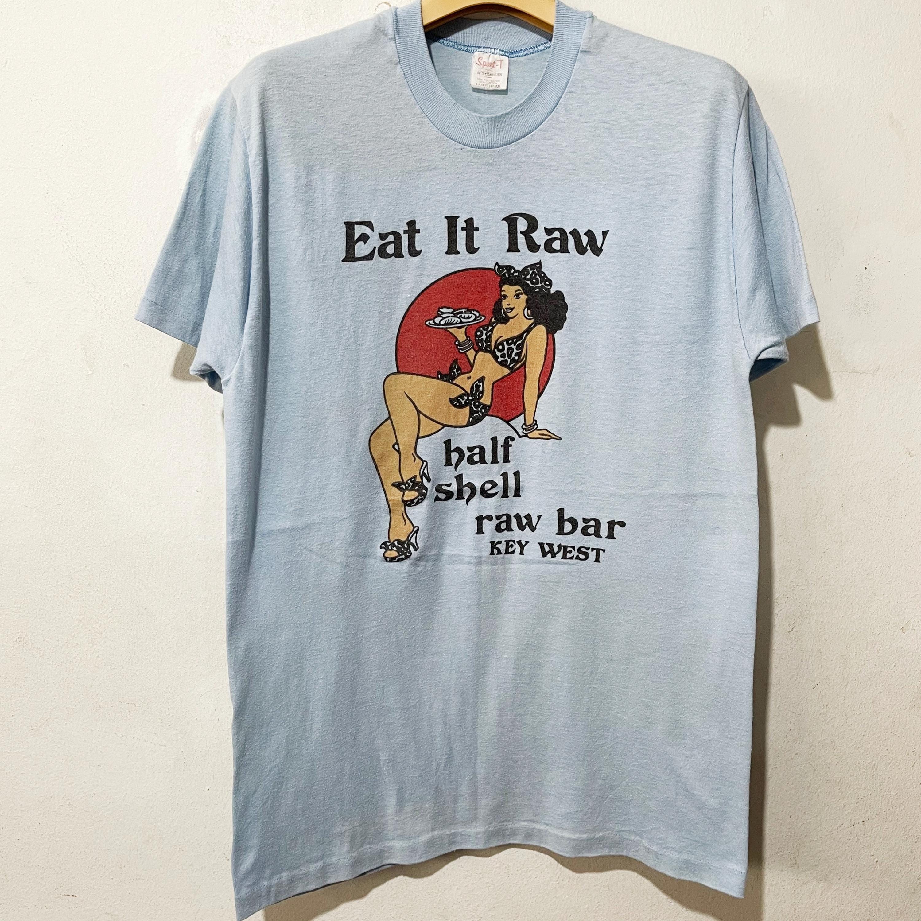 Vintage 80s Eat It Raw Shirt Size M Vintage Half Shell Raw Bar Key 