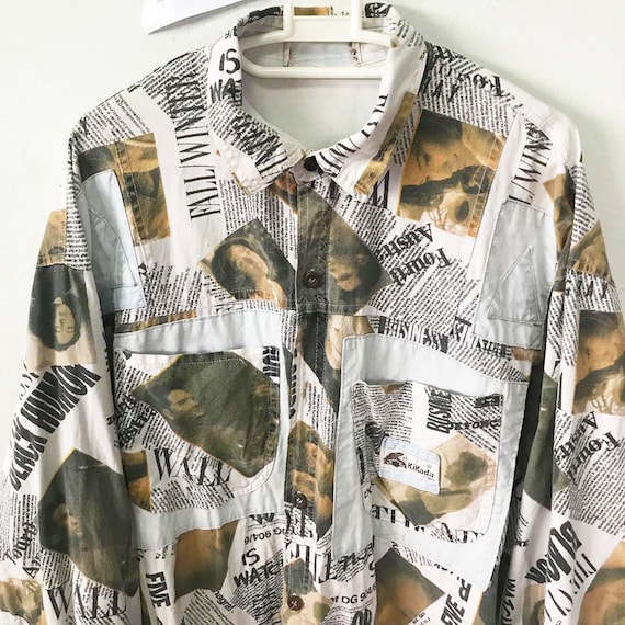 Vintage 90s Newspaper shirts Size XL Free Shipping