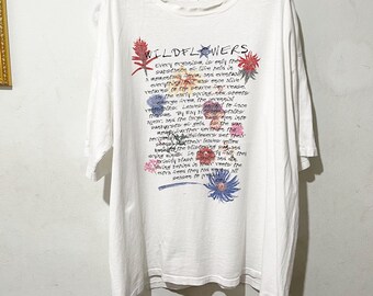 Vintage 90s Flower Tropical T-Shirt Size XL