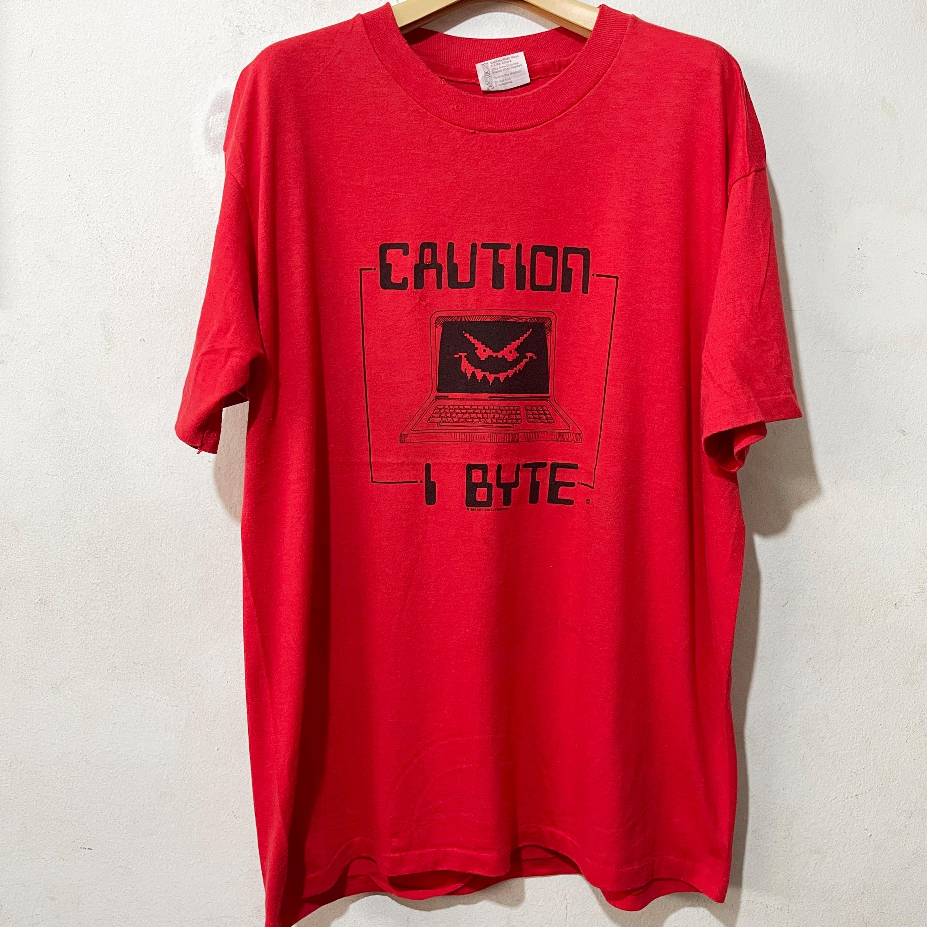 Vintage 1980s Caution I Byte Computer T-shirt Size XL - Etsy