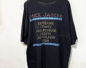Vintage 1988 Mick Jagger Australia Tour T-shirt Rock Concert