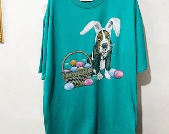Vintage 90s Basset Hound Dog T-Shirt Size XL