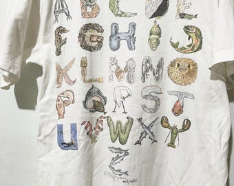 Vintage 90s Fish Alphabet Andy Mastorakis T-shirt Size M - Etsy