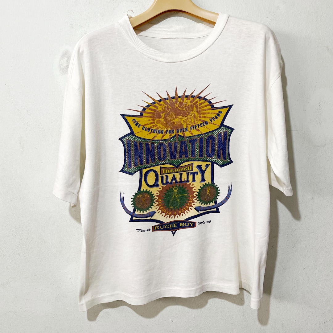 Vintage 90s Bugle Boy Crop Top Logo Spell-out Graphic Top
