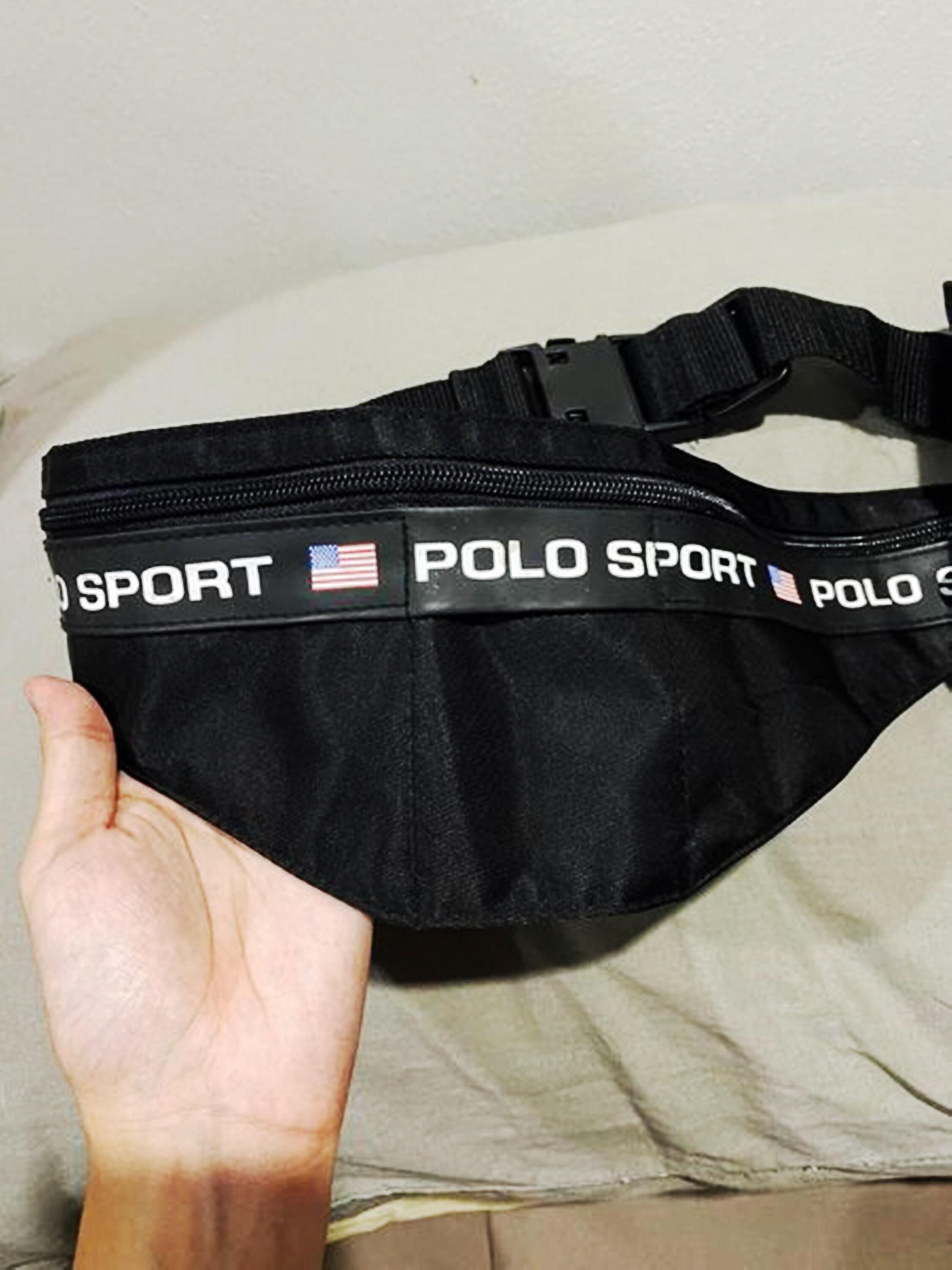Vintage Polo Sport Fanny Pack Vintage Black Waist Bag With Bater Bottle Etsy