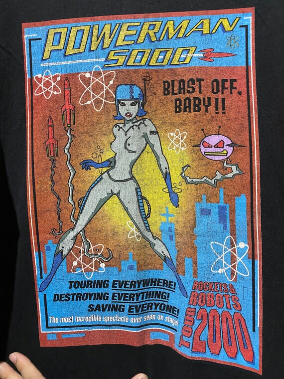 Vintage Powerman 5000 Shirt Size L Rockets & Robots Tour