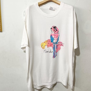Vintage 90s Parrot Shirt Size XL Vintage Florida Shirt, Vintage Bird Shirt, Vintage Animal Shirt, Rainforest Animal Tee