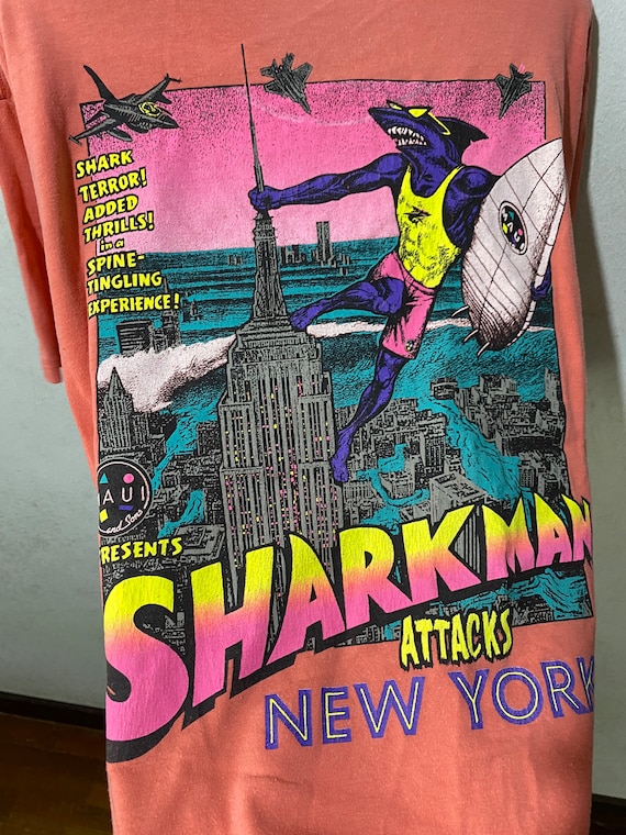 Vintage 90s MAUI Sharkman Attacks New York Surf T-shirt Size L - Etsy