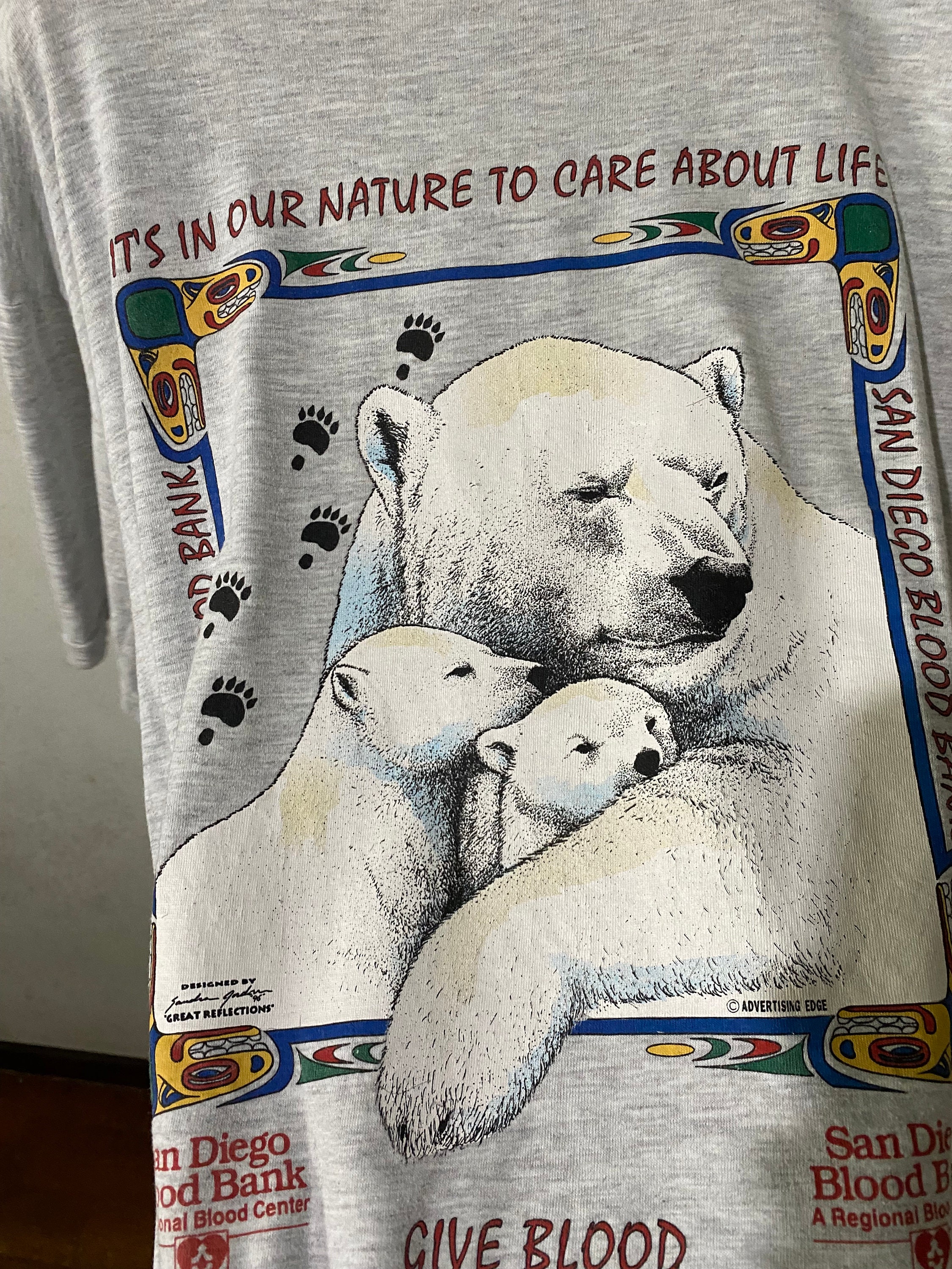 Vintage 90s Polar Bear Wildlife T-shirt Size L - Etsy