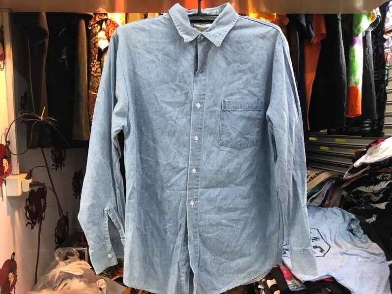 Vintage Tasmanian Devil Denim Shirts Size L Free Shipping looney tunes Cartoon