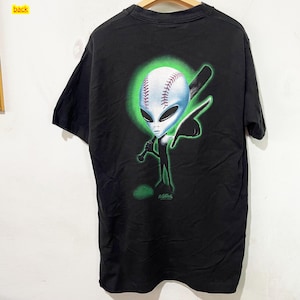 Vintage 90s Alien T-Shirt Big Ball Sports Graphic Tee Size M