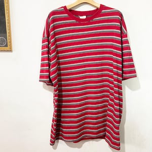 Vintage Striped T-Shirt Classic Retro Stripe Graphic Tee Size XXL