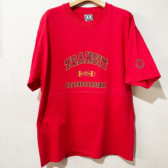 Vintage 90s Transit Skateboards T-shirt Skate Graphic Tee Size L