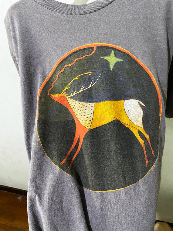 T-shirt Vintage Cerf Années 90 - Marque Shaka - Taille M - Noir - Occasion Très Bon état