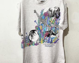 Camiseta vintage de animales salvajes de los años 90, talla M